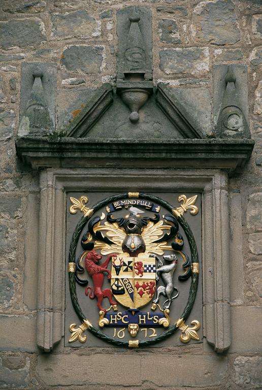 The Intricrate Stone Carvings Of The Campbell Of Cawdor Crest On An Exterior Wall, Cawdor Castle
