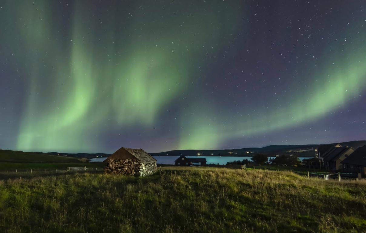 Shetland is the ideal place to spot the Northern Lights dancing in the sky. (Credit: Airborne Lens)