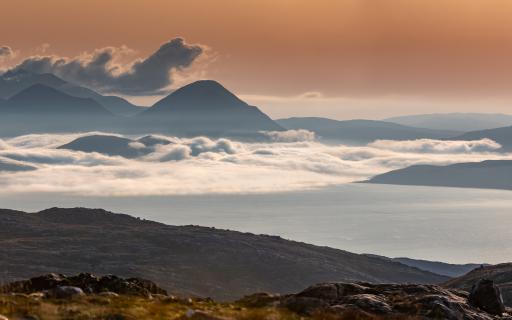 View of the Isle of Skye from the Bealach na Bà viewpoint.