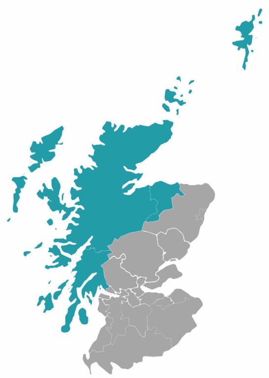 A map of the Highlands and Islands of Scotland